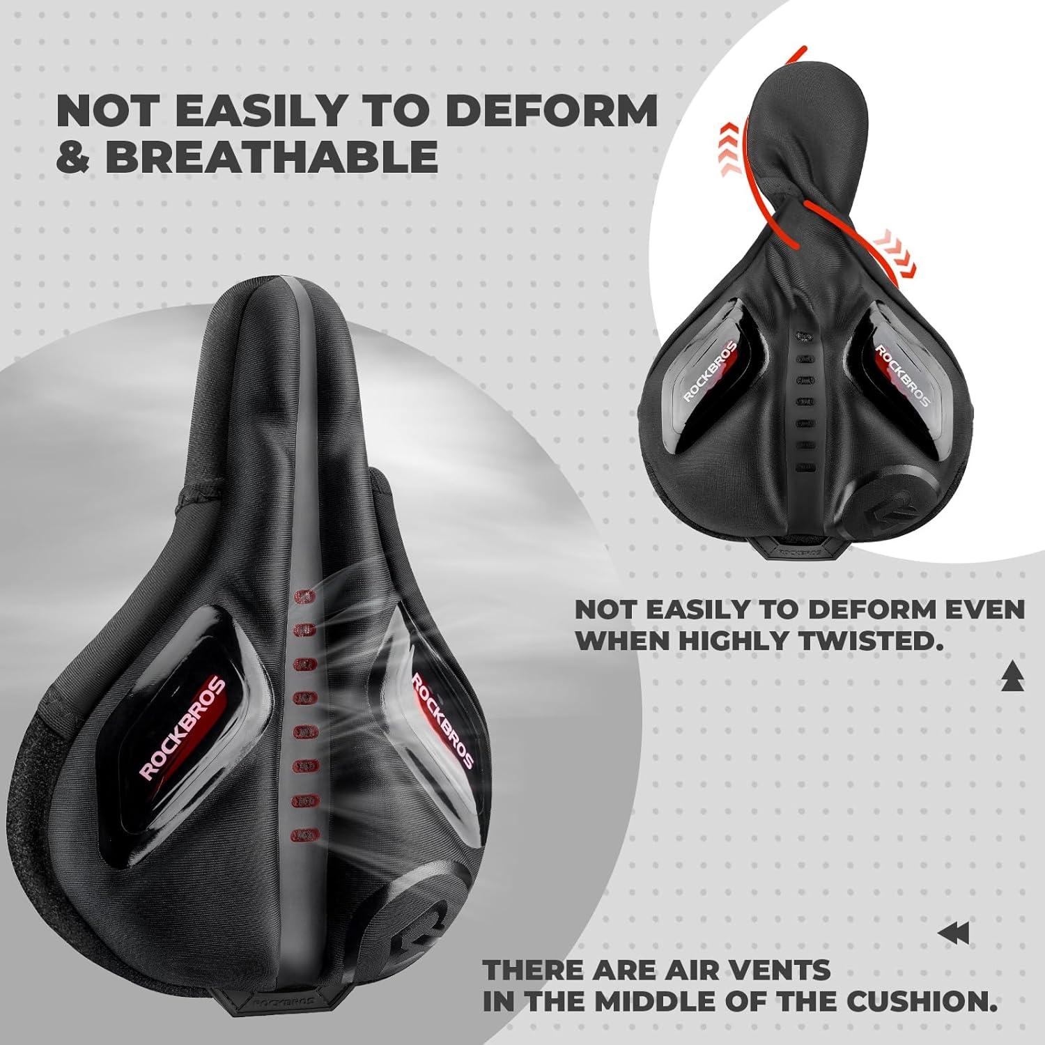 imageROCKBROS Bike Seat Cover Gel Padded Bike Seat Cushion for Men Women Comfort Adjustable Bicycle Seat Cushion Compatible with Peloton Outdoor amp Indoor Bicycle Seat10x7 red