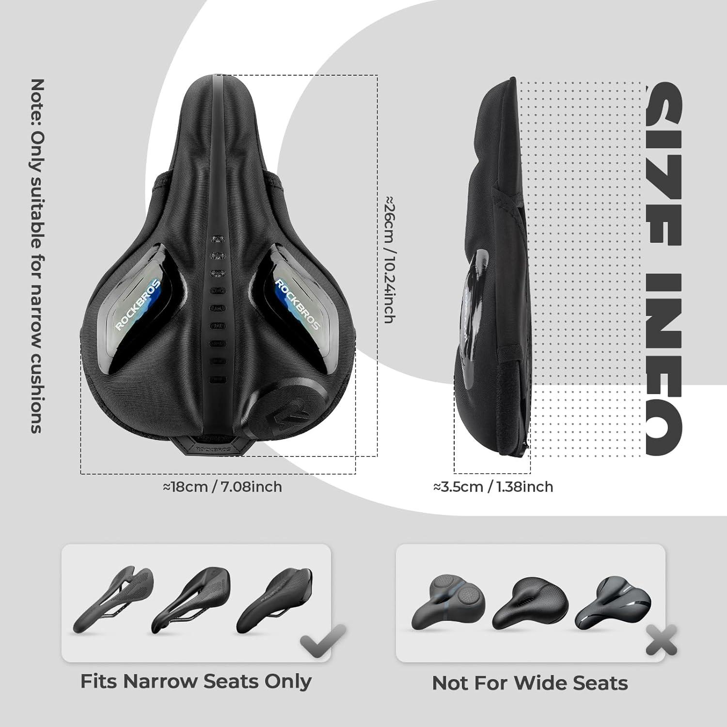imageROCKBROS Bike Seat Cover Gel Padded Bike Seat Cushion for Men Women Comfort Adjustable Bicycle Seat Cushion Compatible with Peloton Outdoor amp Indoor Bicycle Seat10x7 blue