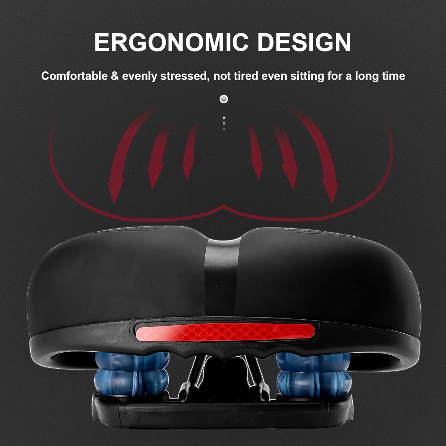 imageROCKBROS Bike Seat Cushion for Men Women with Dual Shock Absorbing Ball Memory Foam Ergonomic Bike Saddle Handle for Easy Transport Soft Wide Waterproof Exercise Bicycle Seat for Peloton Road BikeBlack 2