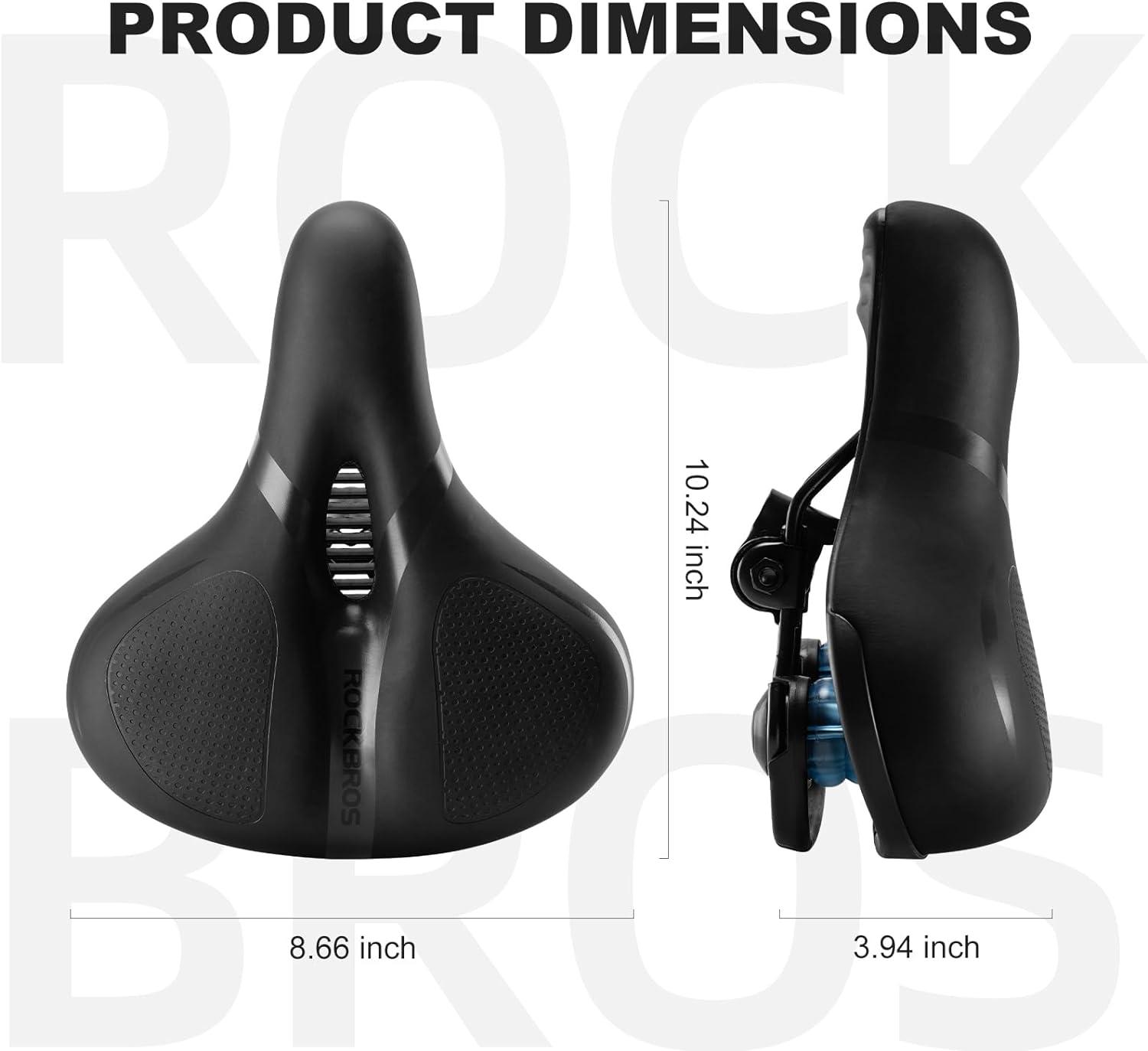 imageROCKBROS Bike Seat Cushion for Men Women with Dual Shock Absorbing Ball Memory Foam Ergonomic Bike Saddle Handle for Easy Transport Soft Wide Waterproof Exercise Bicycle Seat for Peloton Road BikeBlack 2