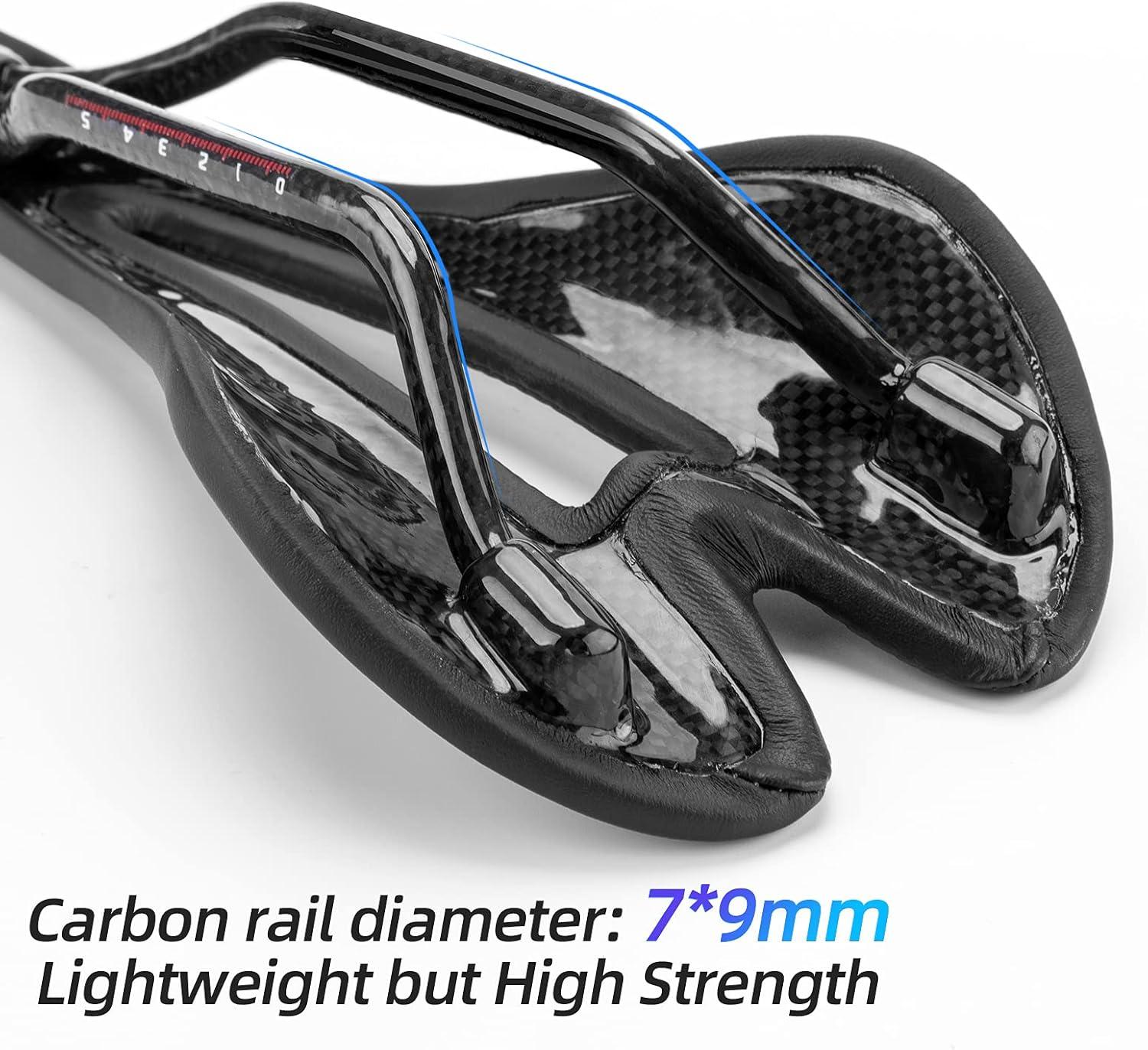 imageROCKBROS Bike Seat Lightweight Carbon Fiber Bike Saddle Comfortable Road Bike Seat Bicycle Accessories for Men Women Pneumatic Cycling Saddle Cushion Shock Absorbing for Road MTB Mountain Bikes103MM Width