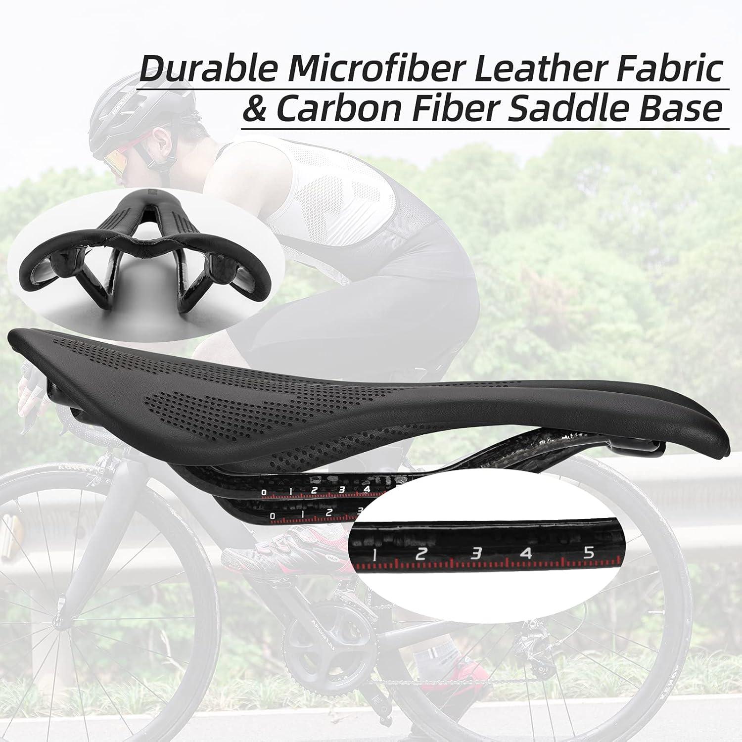 imageROCKBROS Bike Seat Lightweight Carbon Fiber Bike Saddle Comfortable Road Bike Seat Bicycle Accessories for Men Women Pneumatic Cycling Saddle Cushion Shock Absorbing for Road MTB Mountain Bikes103MM Width