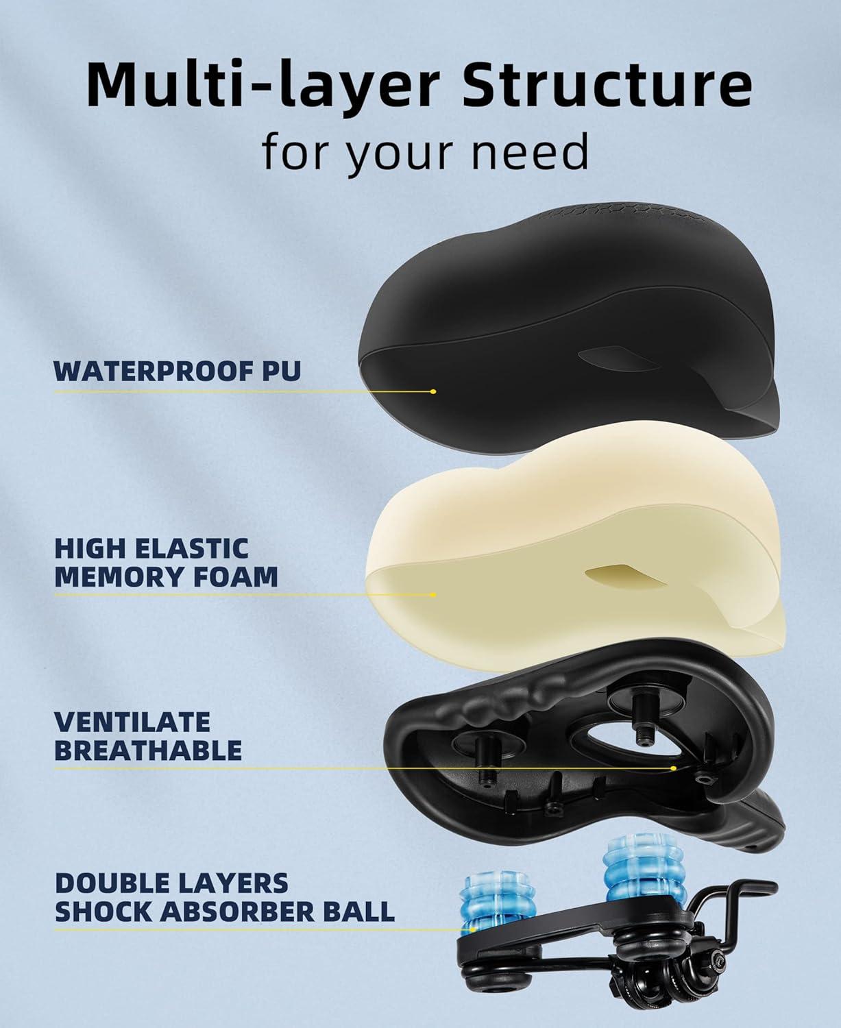 imageROCKBROS Bike Seat Memory Foam Bike Saddle Comfortable Waterproof for City MTB Racing BikesLeisure