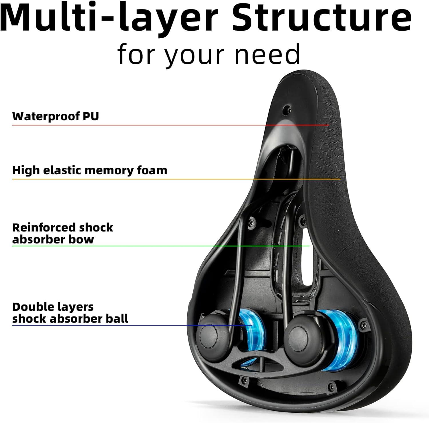 imageROCKBROS Bike Seat Memory Foam Bike Saddle Comfortable Waterproof for City MTB Racing BikesMtb