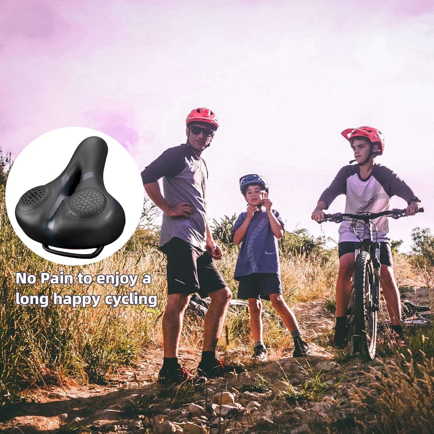 imageROCKBROS Bike Seat for Men Women Comfort Wide Gel Bike Seat ReplacementBreathable Waterproof Padded Bicycle Saddle Compatible with CruiserMountainFat BikesBlack