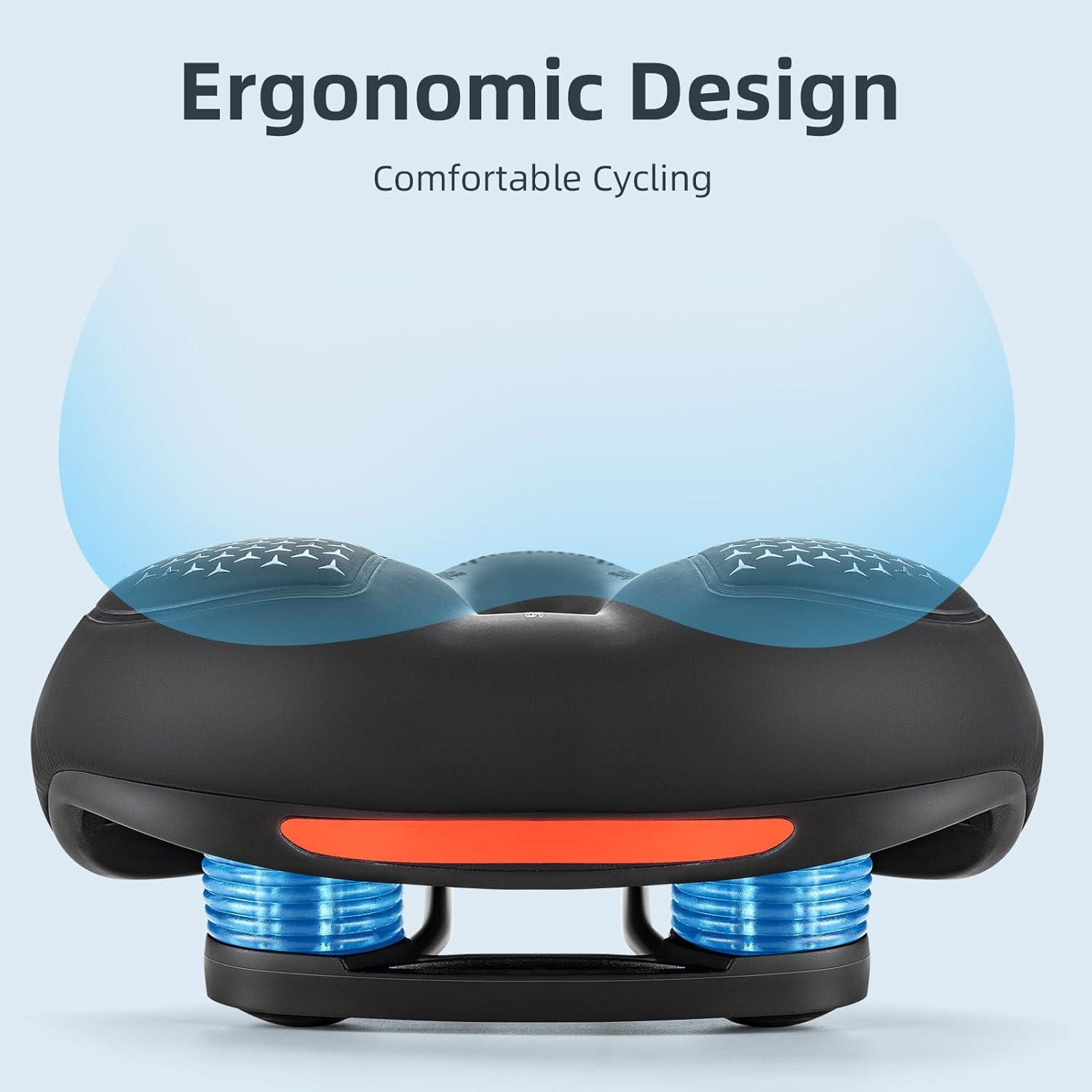 imageROCKBROS Bike Seat for Men Women Comfort Wide Gel Bike Seat ReplacementBreathable Waterproof Padded Bicycle Saddle Compatible with CruiserMountainFat BikesBlackFoam