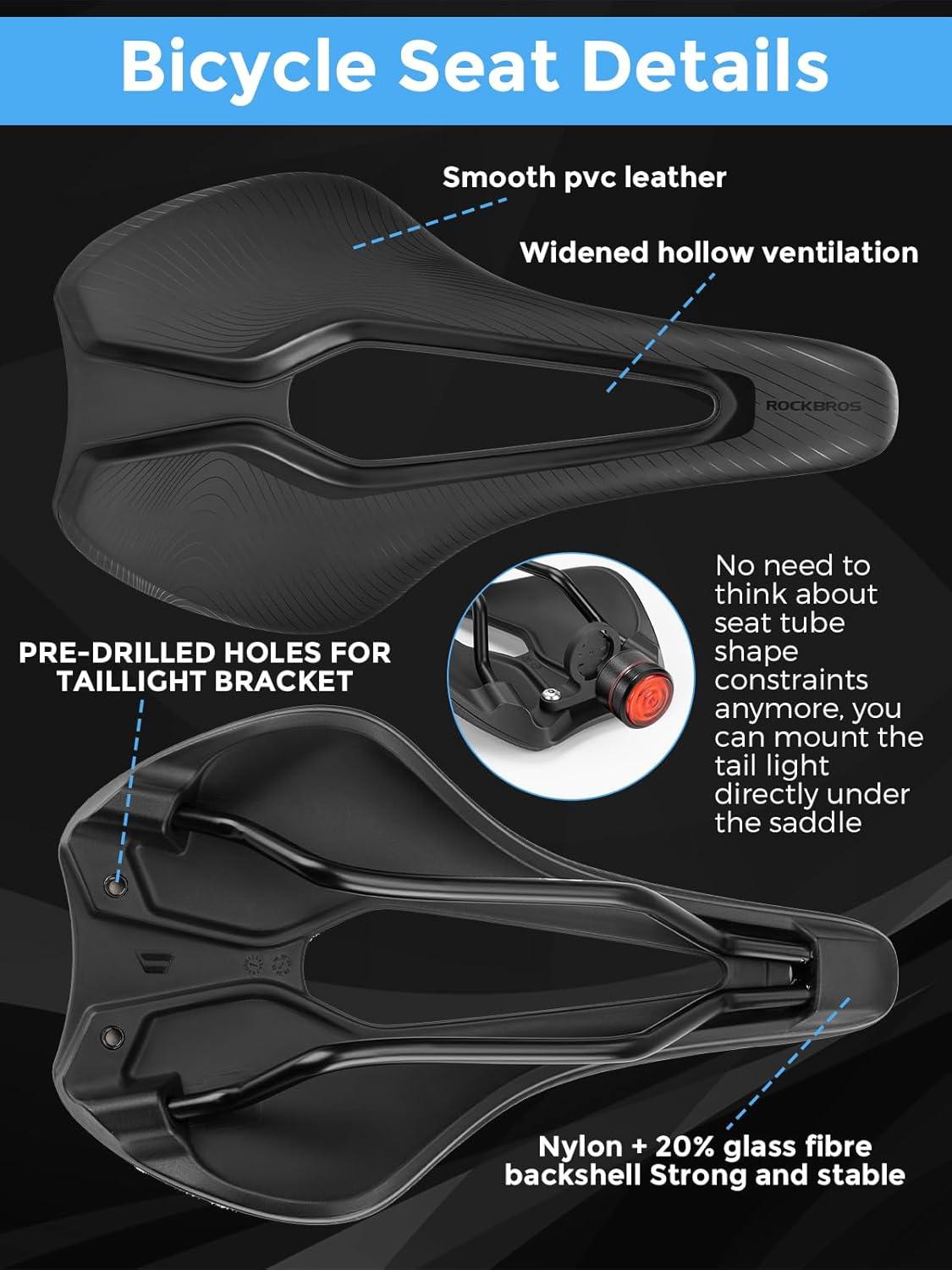 imageROCKBROS Bike Seat for Men Women Road Bike Saddle Breathable amp ergon Saddle for MTB Road TrekkingampFolding Waterproof Bicycle Seat