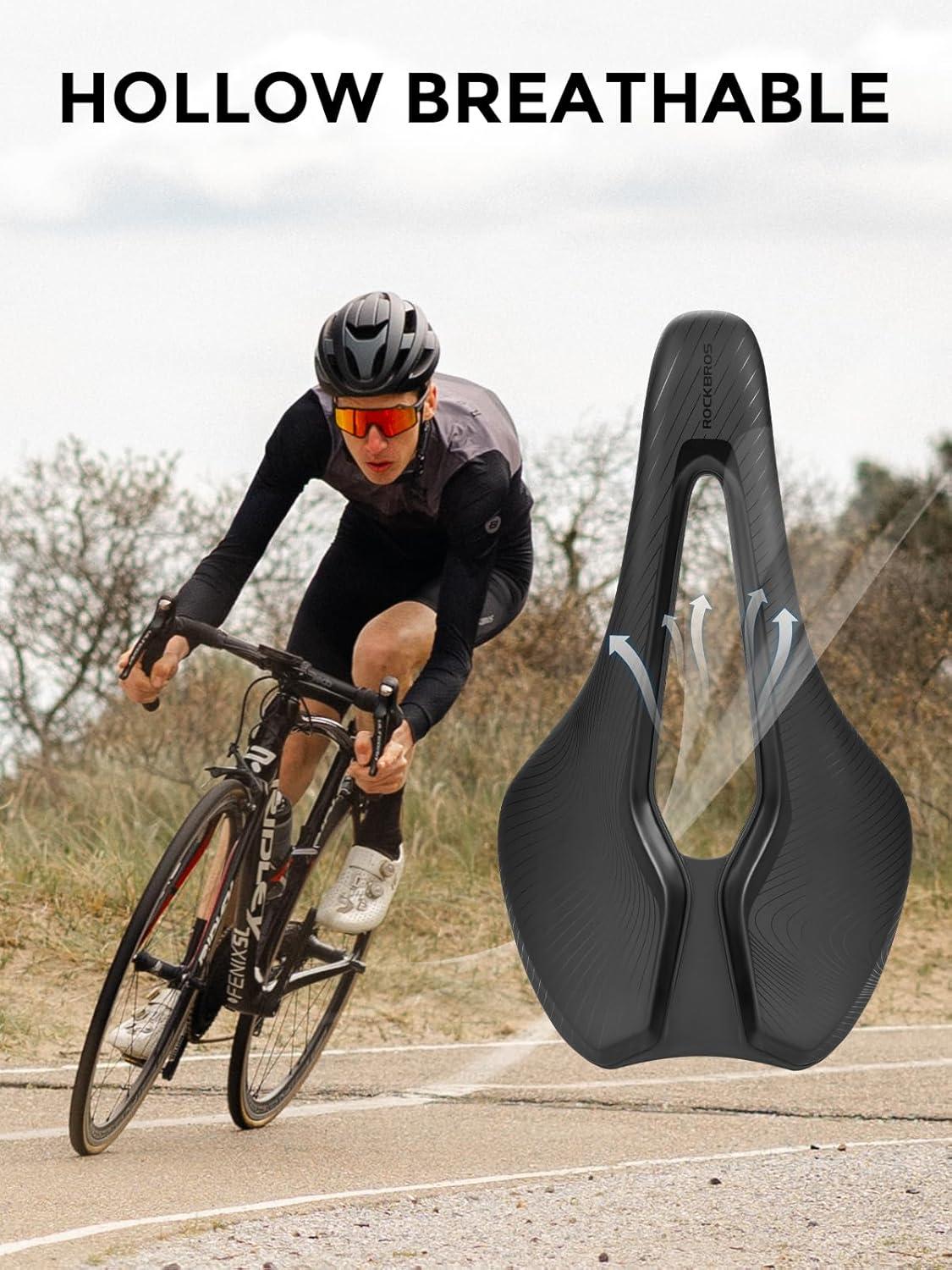 imageROCKBROS Bike Seat for Men Women Road Bike Saddle Breathable amp ergon Saddle for MTB Road TrekkingampFolding Waterproof Bicycle Seat