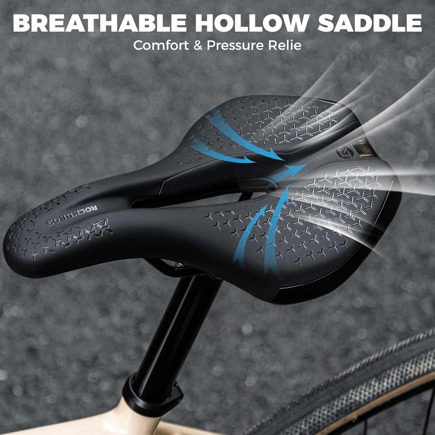 imageROCKBROS Comfort Bike Seat Wave Ergonomic Bicycle Saddle with HighDensity Foam Universal Replacement for MTB Road City Racing Cycling