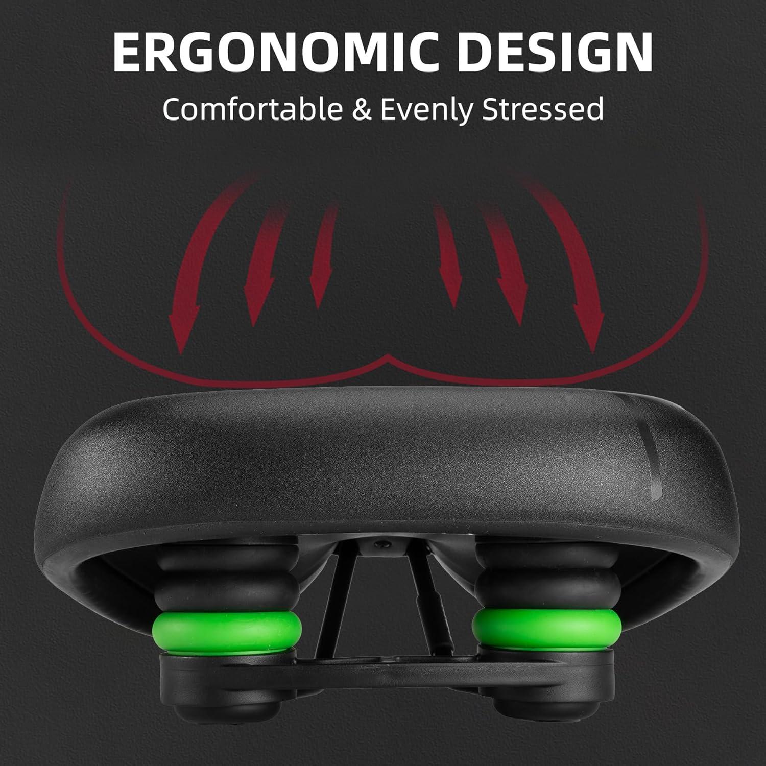 imageROCKBROS Comfortable Bike Seat Cushion Dual Shock Absorber Bike Saddle Waterproof Wide Soft Bicycle Seat for Mountain Road Bike Accessories for Men WomenStyle 1