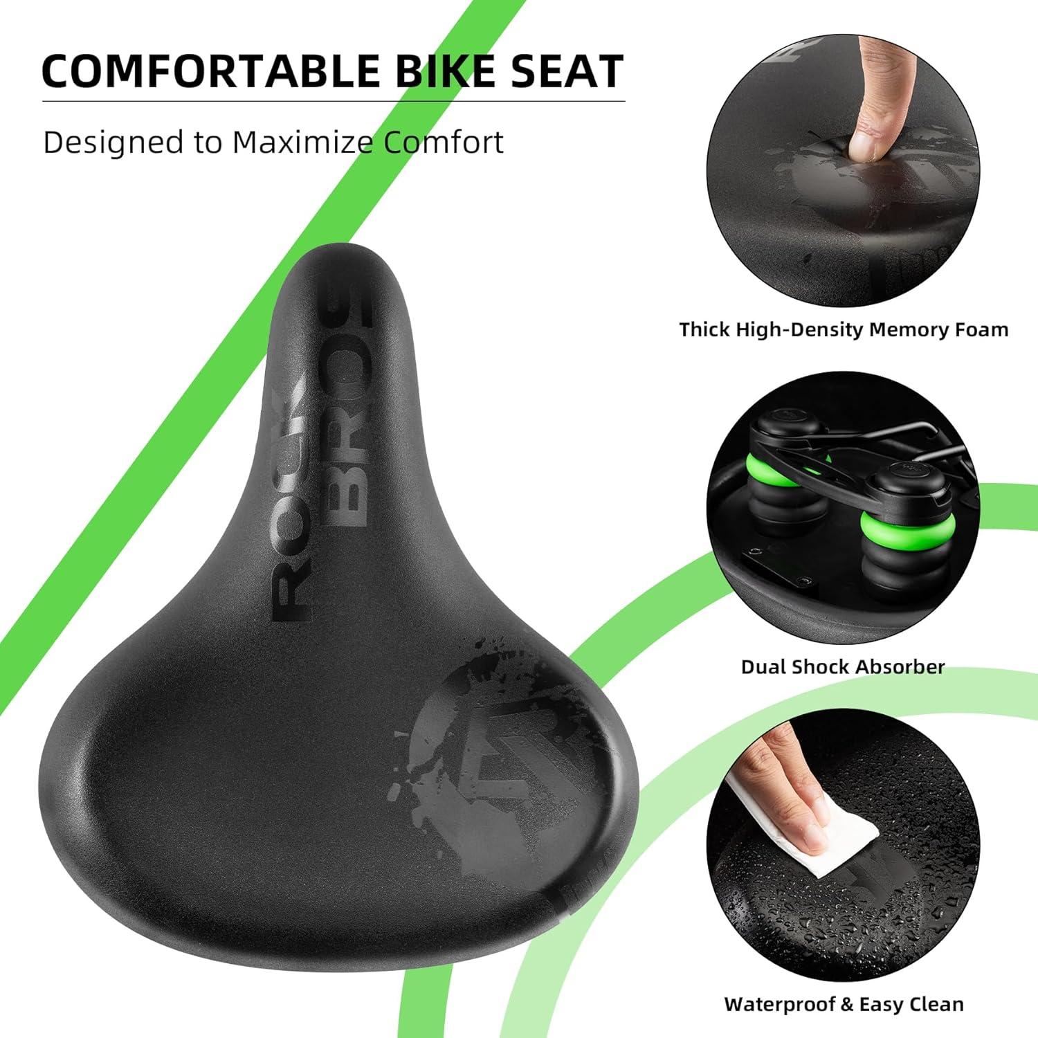 imageROCKBROS Comfortable Bike Seat Cushion Dual Shock Absorber Bike Saddle Waterproof Wide Soft Bicycle Seat for Mountain Road Bike Accessories for Men WomenStyle 2