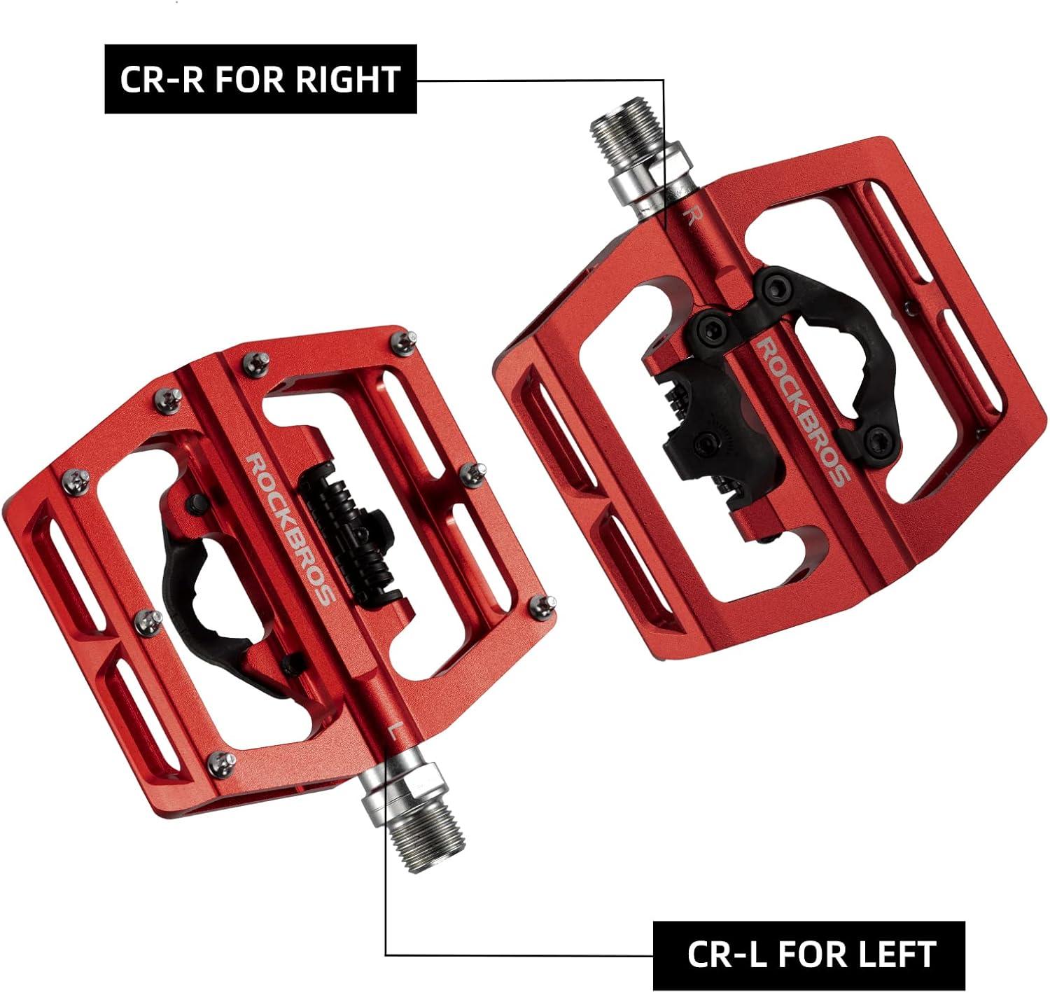 imageROCKBROS MTB Mountain Bike Pedals Compatible with SPD Mountain Bike Dual Function Sealed Clipless Aluminum Bicycle Flat Platform 916 Pedals with Cleats for Road MTB Mountain BikesRed