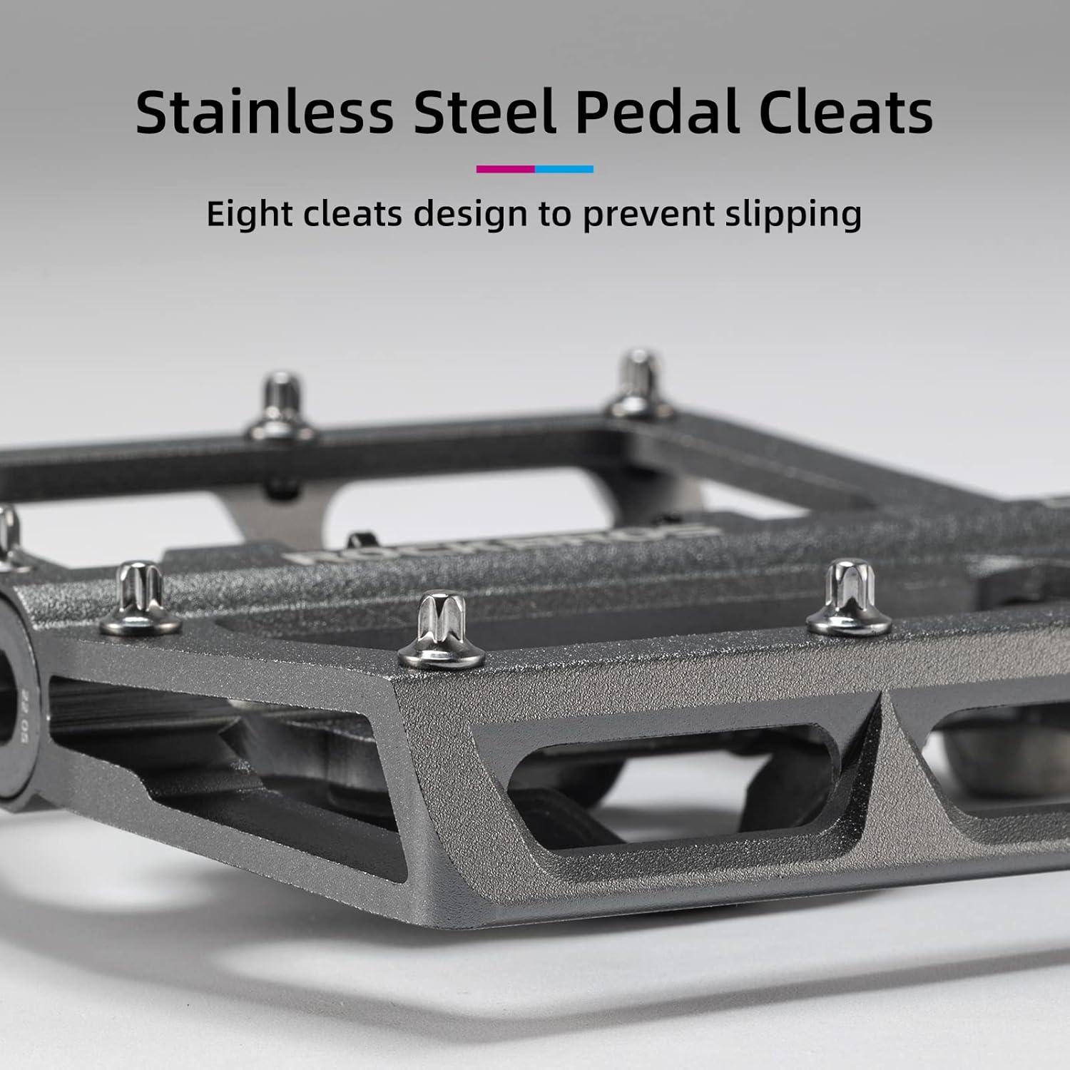 imageROCKBROS MTB Mountain Bike Pedals Compatible with SPD Mountain Bike Dual Function Sealed Clipless Aluminum Bicycle Flat Platform 916 Pedals with Cleats for Road MTB Mountain BikesTitanium