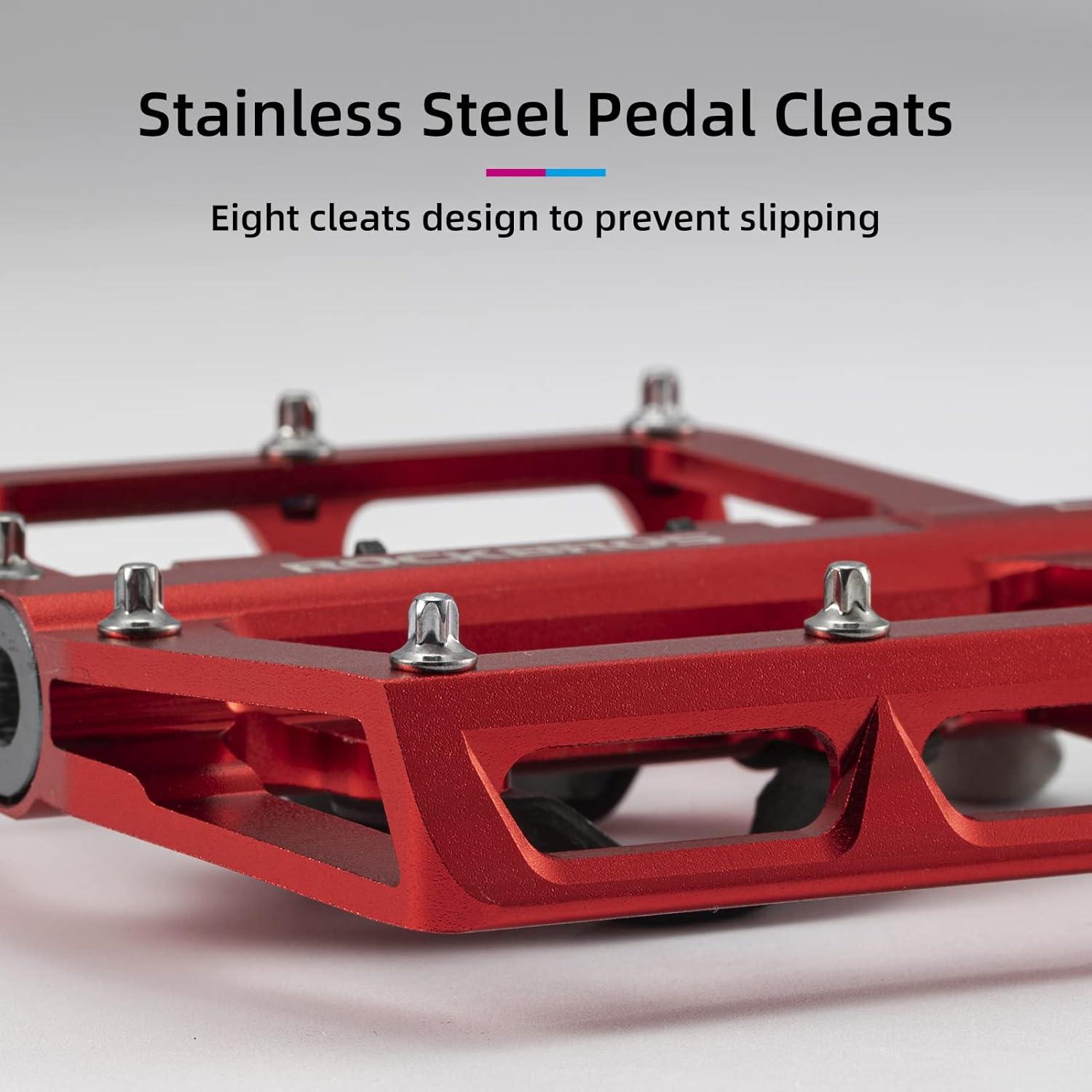 imageROCKBROS MTB Mountain Bike Pedals Compatible with SPD Mountain Bike Dual Function Sealed Clipless Aluminum Bicycle Flat Platform 916 Pedals with Cleats for Road MTB Mountain BikesRed