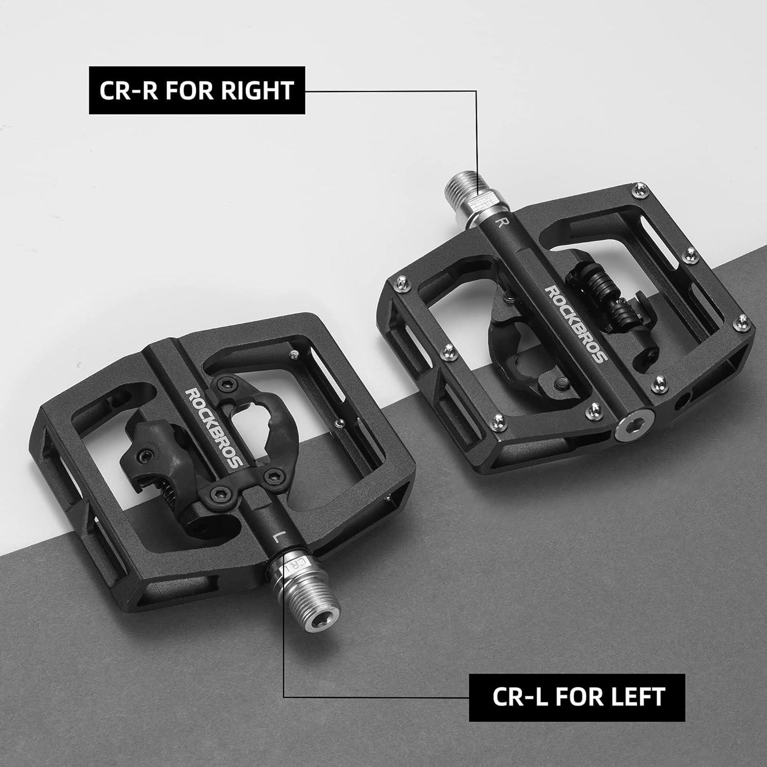 imageROCKBROS MTB Mountain Bike Pedals Compatible with SPD Mountain Bike Dual Function Sealed Clipless Aluminum Bicycle Flat Platform 916 Pedals with Cleats for Road MTB Mountain Bikesblack