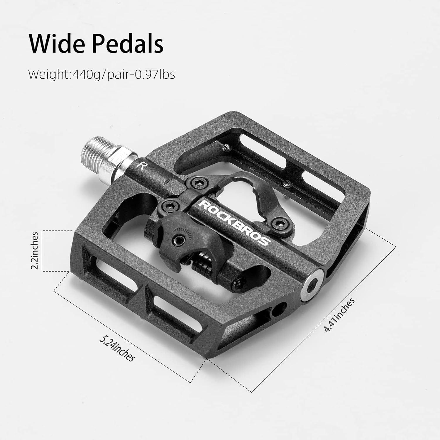 imageROCKBROS MTB Mountain Bike Pedals Compatible with SPD Mountain Bike Dual Function Sealed Clipless Aluminum Bicycle Flat Platform 916 Pedals with Cleats for Road MTB Mountain Bikesblack