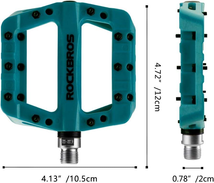 imageROCKBROS MTB Pedals Mountain Bike Pedals Lightweight Nylon Fiber Bicycle Platform Pedals for BMX MTB 916Blue