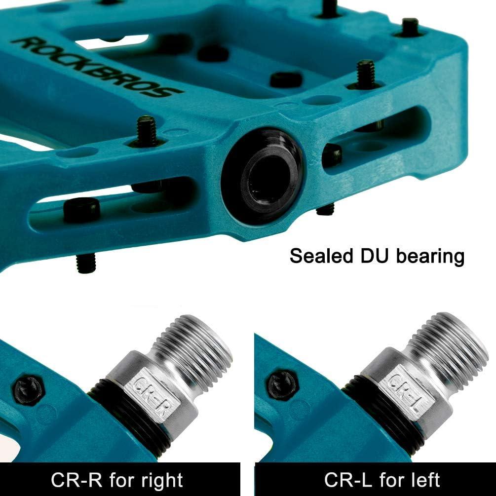 imageROCKBROS MTB Pedals Mountain Bike Pedals Lightweight Nylon Fiber Bicycle Platform Pedals for BMX MTB 916Blue