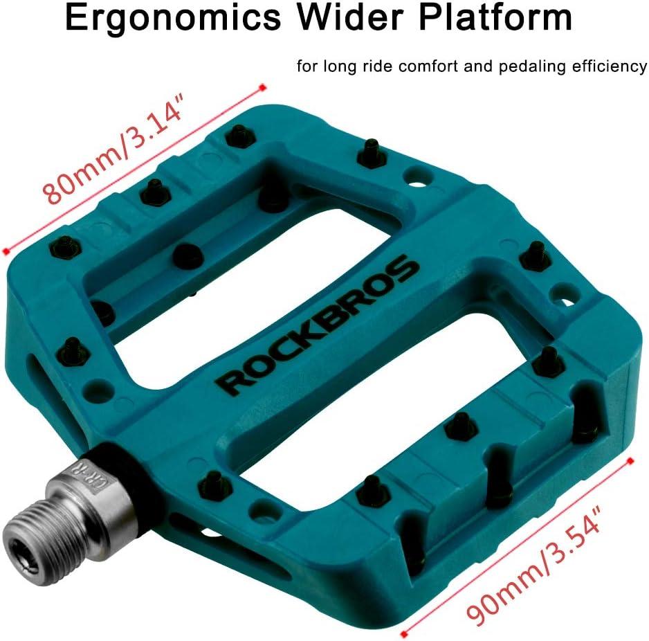 imageROCKBROS MTB Pedals Mountain Bike Pedals Lightweight Nylon Fiber Bicycle Platform Pedals for BMX MTB 916Blue