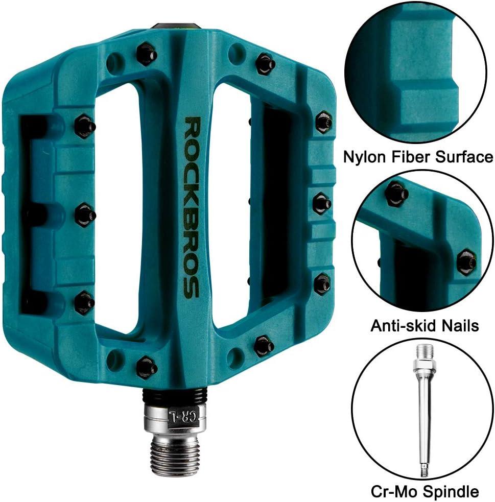 imageROCKBROS MTB Pedals Mountain Bike Pedals Lightweight Nylon Fiber Bicycle Platform Pedals for BMX MTB 916Blue