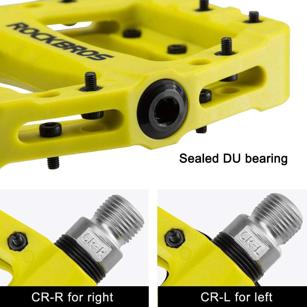imageROCKBROS MTB Pedals Mountain Bike Pedals Lightweight Nylon Fiber Bicycle Platform Pedals for BMX MTB 916Green