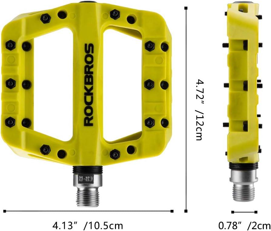 imageROCKBROS MTB Pedals Mountain Bike Pedals Lightweight Nylon Fiber Bicycle Platform Pedals for BMX MTB 916Green