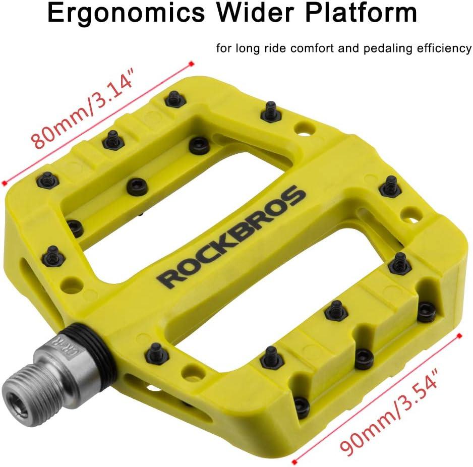 imageROCKBROS MTB Pedals Mountain Bike Pedals Lightweight Nylon Fiber Bicycle Platform Pedals for BMX MTB 916Green