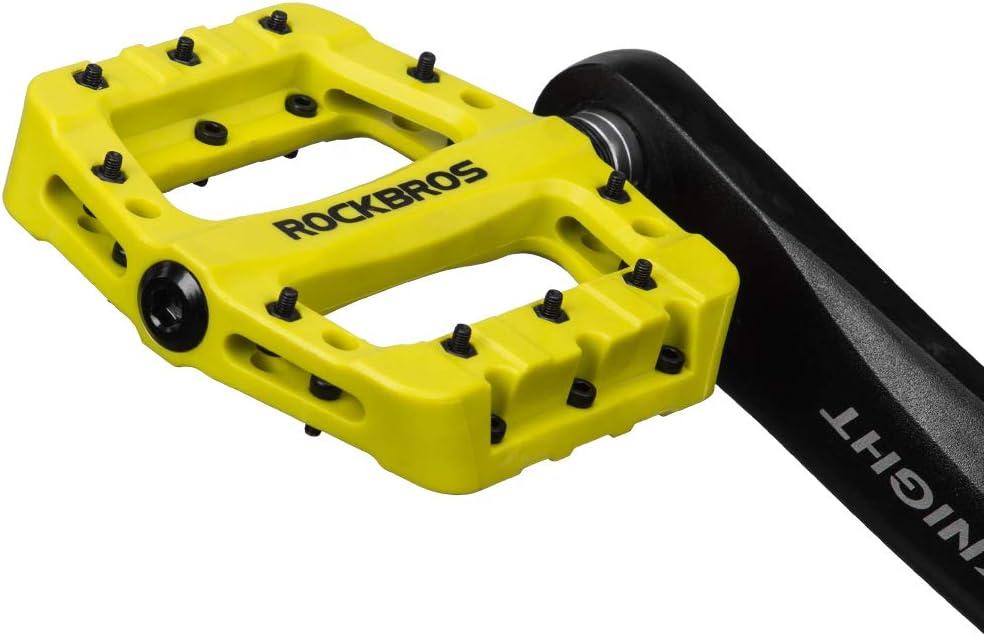imageROCKBROS MTB Pedals Mountain Bike Pedals Lightweight Nylon Fiber Bicycle Platform Pedals for BMX MTB 916Green