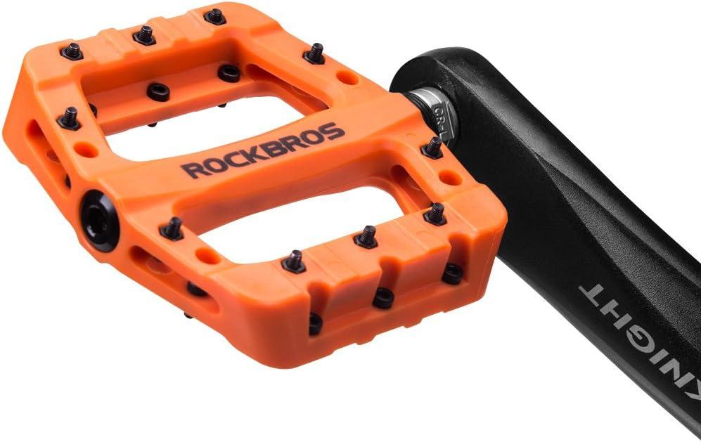 imageROCKBROS MTB Pedals Mountain Bike Pedals Lightweight Nylon Fiber Bicycle Platform Pedals for BMX MTB 916Orange