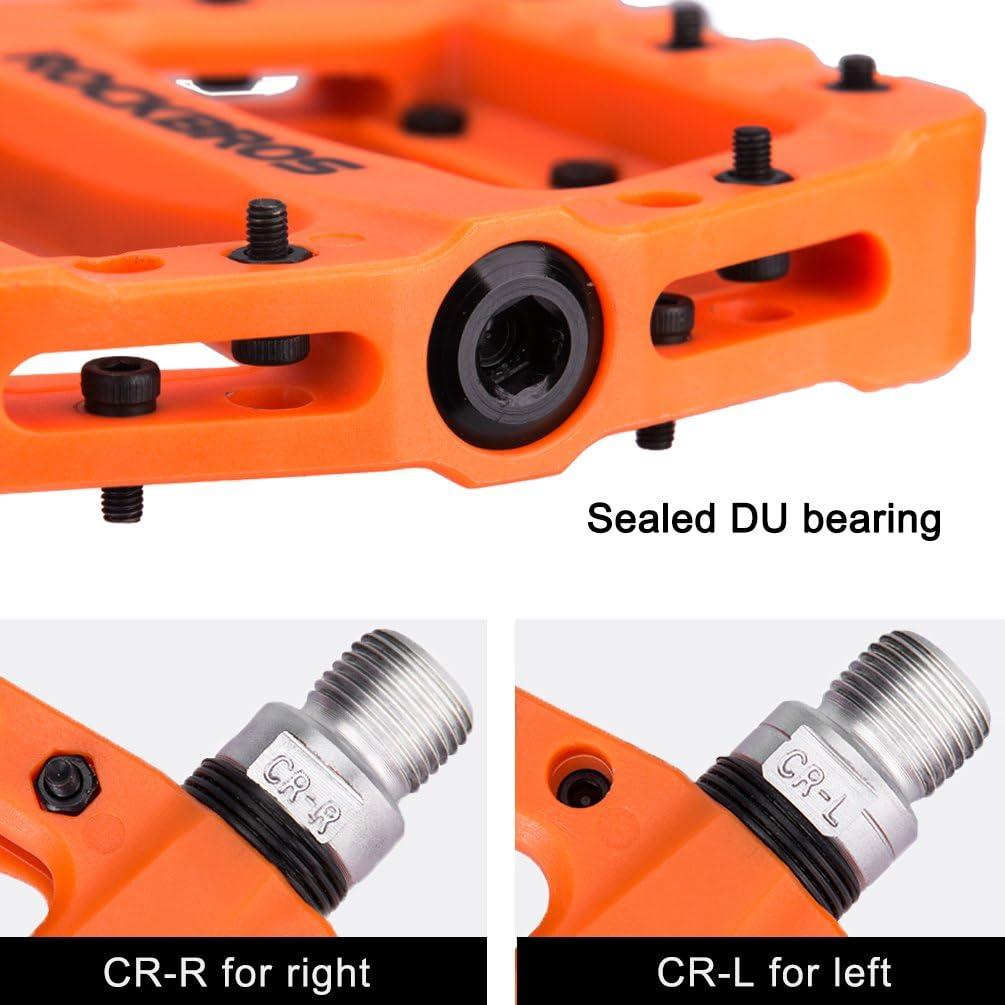 imageROCKBROS MTB Pedals Mountain Bike Pedals Lightweight Nylon Fiber Bicycle Platform Pedals for BMX MTB 916Orange