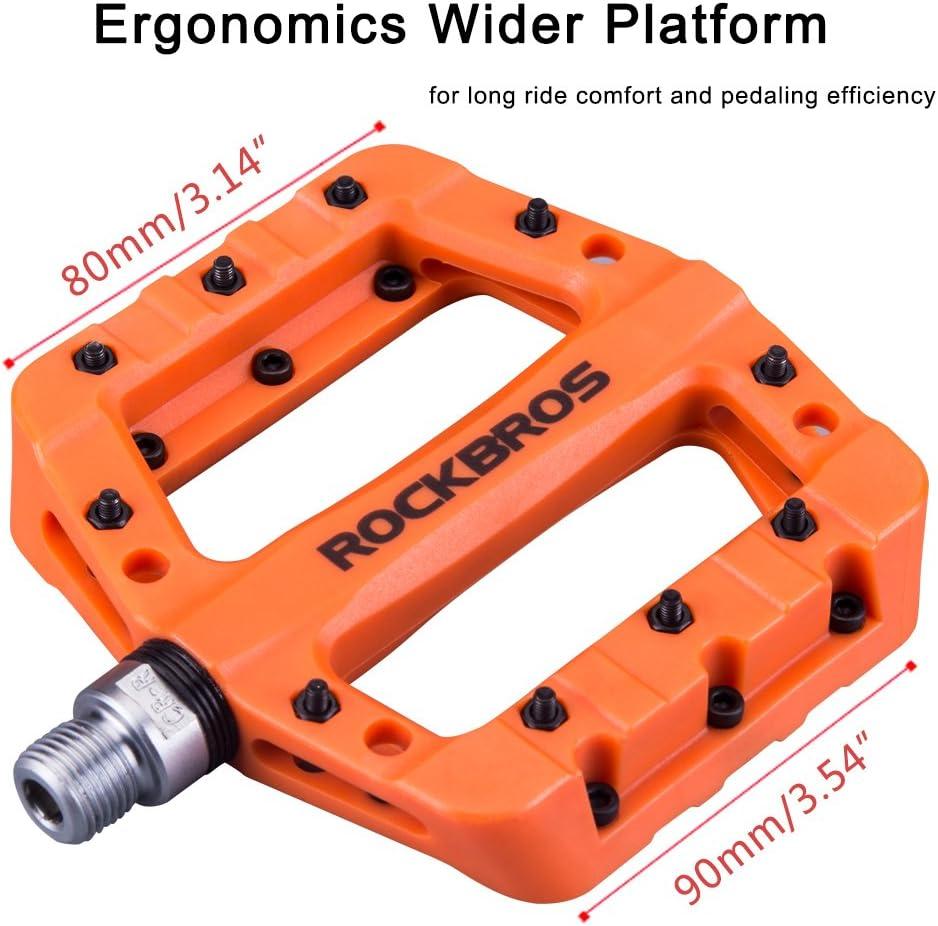 imageROCKBROS MTB Pedals Mountain Bike Pedals Lightweight Nylon Fiber Bicycle Platform Pedals for BMX MTB 916Orange