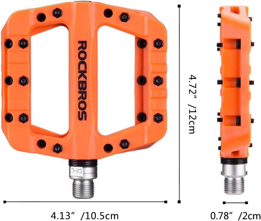 imageROCKBROS MTB Pedals Mountain Bike Pedals Lightweight Nylon Fiber Bicycle Platform Pedals for BMX MTB 916Orange