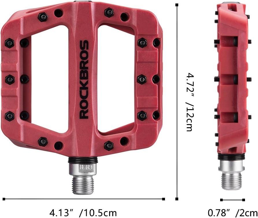 imageROCKBROS MTB Pedals Mountain Bike Pedals Lightweight Nylon Fiber Bicycle Platform Pedals for BMX MTB 916Red