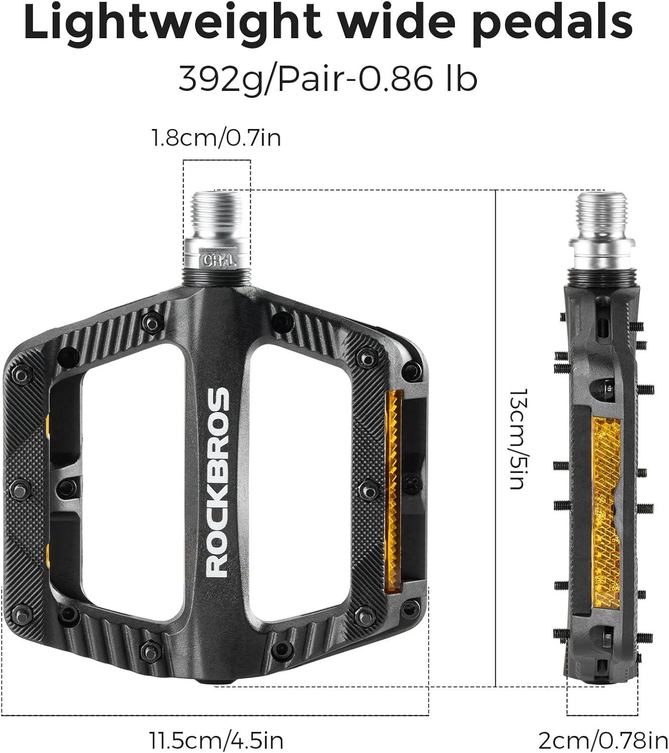 imageROCKBROS Mountain Bike Pedals Bicycle Nylon Pedals 916 Inch Sealed Bearing Lightweight Platform for Road Mountain BMX MTB Bikeblack
