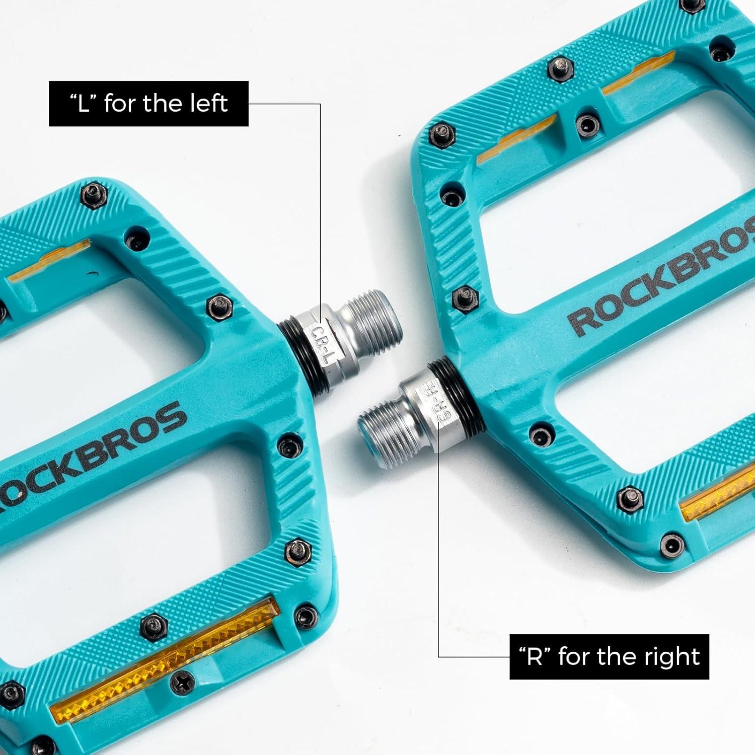 imageROCKBROS Mountain Bike Pedals Bicycle Nylon Pedals 916 Inch Sealed Bearing Lightweight Platform for Road Mountain BMX MTB Bikeblue