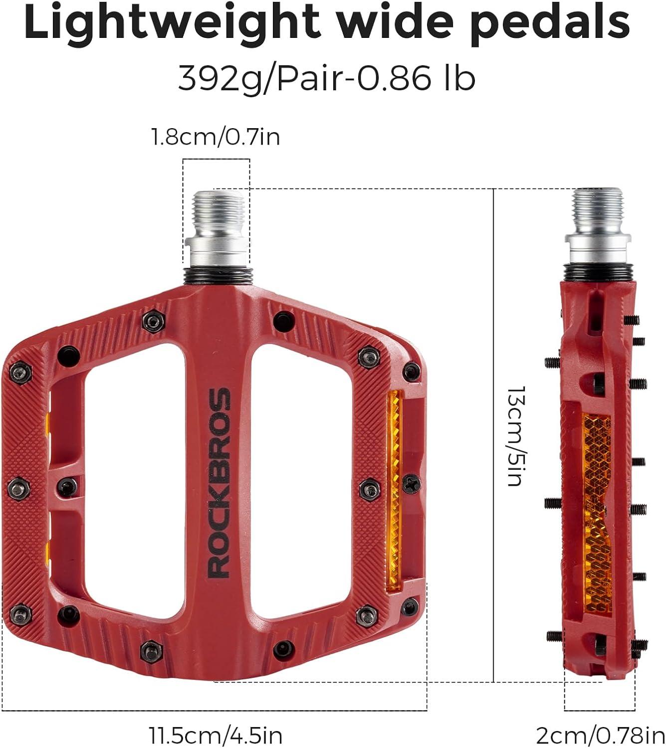 imageROCKBROS Mountain Bike Pedals Bicycle Nylon Pedals 916 Inch Sealed Bearing Lightweight Platform for Road Mountain BMX MTB Bikered