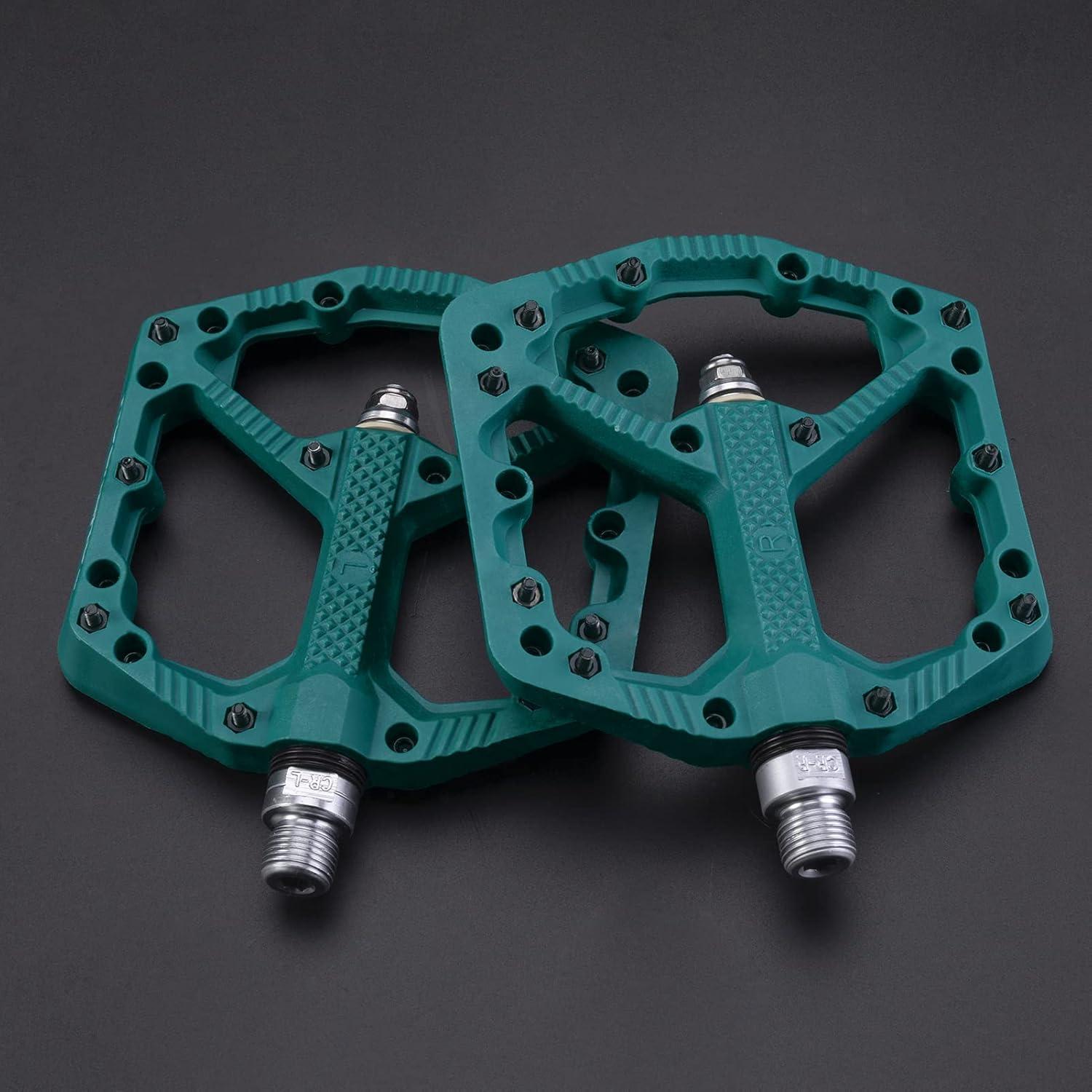 imageROCKBROS Mountain Bike Pedals Flat MTB Pedals Nylon Fiber Bicycle Platform Pedals for Road Mountain BMX MTB Bikesblue