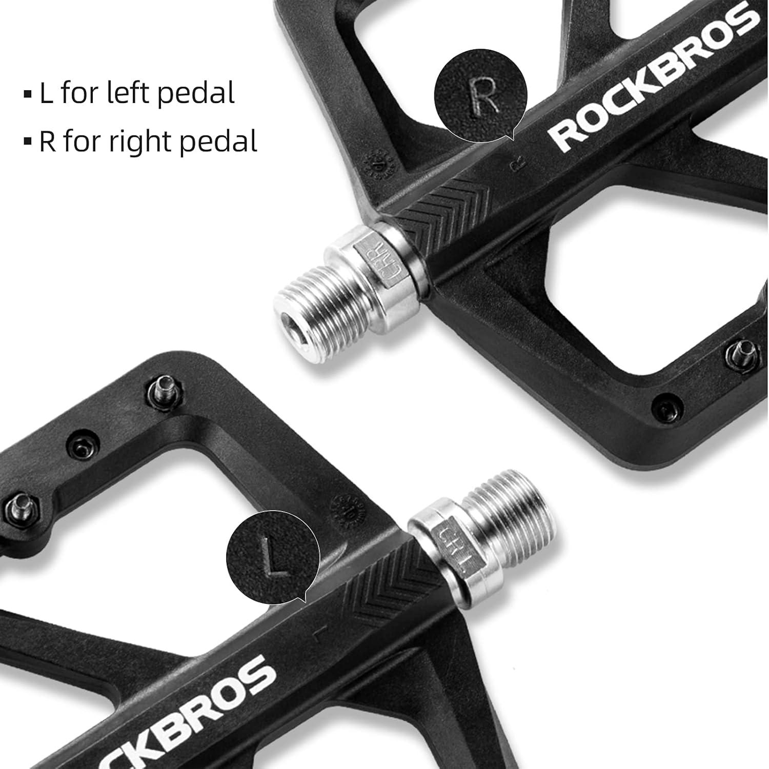 imageROCKBROS Mountain Bike Pedals MTB Pedals Lightweight Nylon Composite Bicycle Flat Pedals 916 DU Bearing Bike Platform Pedals for BMX MTB Mountain Road BikeBlack