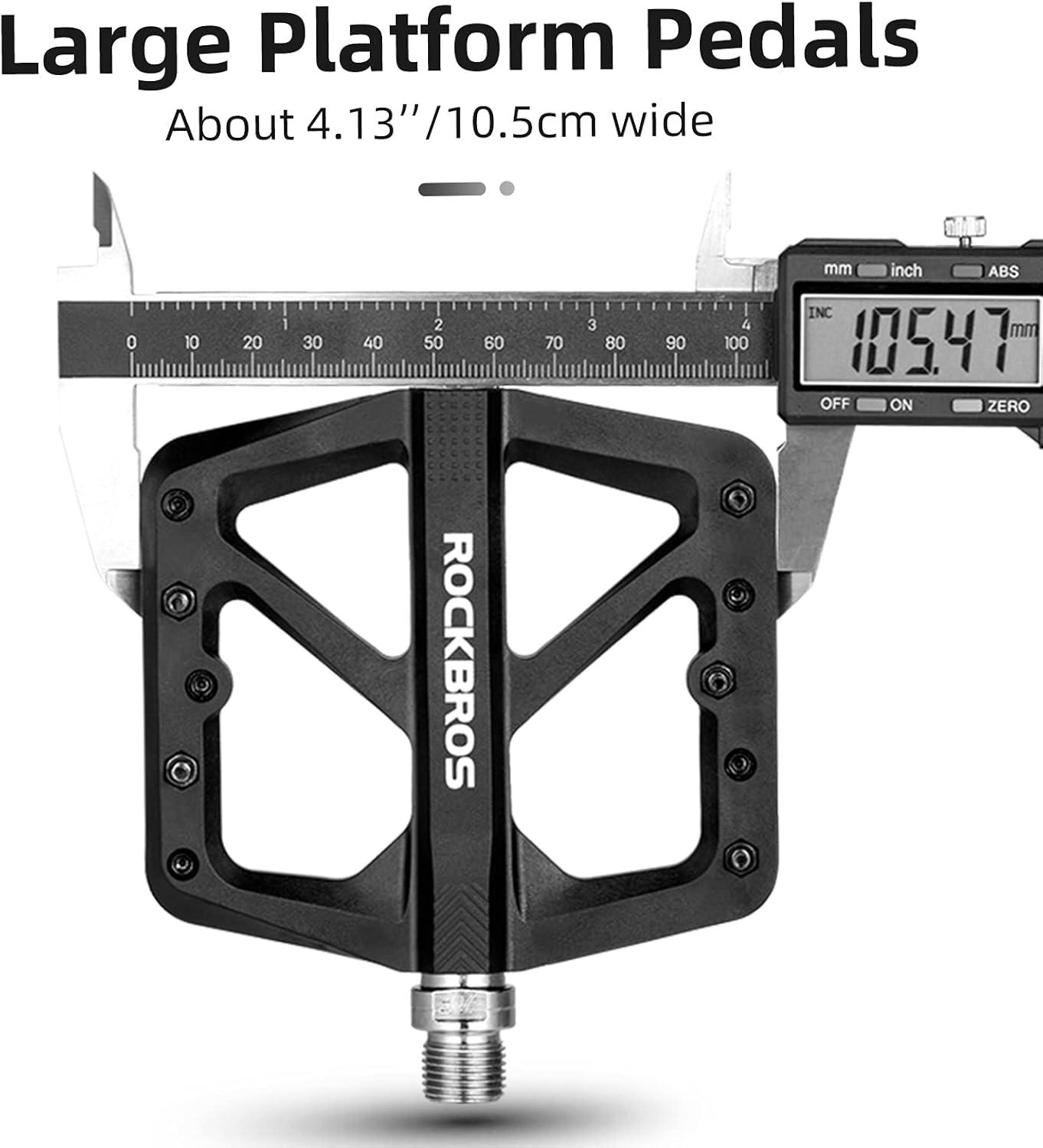 imageROCKBROS Mountain Bike Pedals MTB Pedals Lightweight Nylon Composite Bicycle Flat Pedals 916 DU Bearing Bike Platform Pedals for BMX MTB Mountain Road BikeBlack