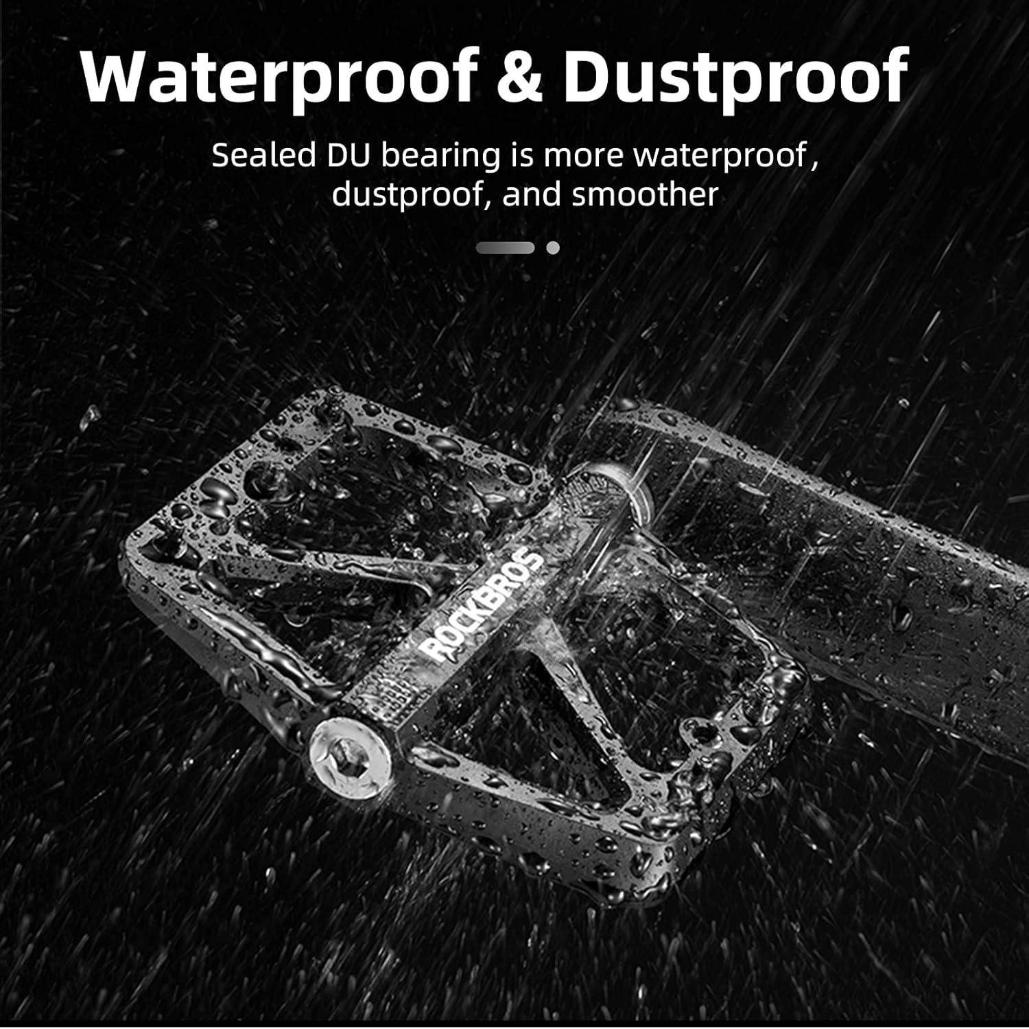 imageROCKBROS Mountain Bike Pedals MTB Pedals Lightweight Nylon Composite Bicycle Flat Pedals 916 DU Bearing Bike Platform Pedals for BMX MTB Mountain Road BikeBlack