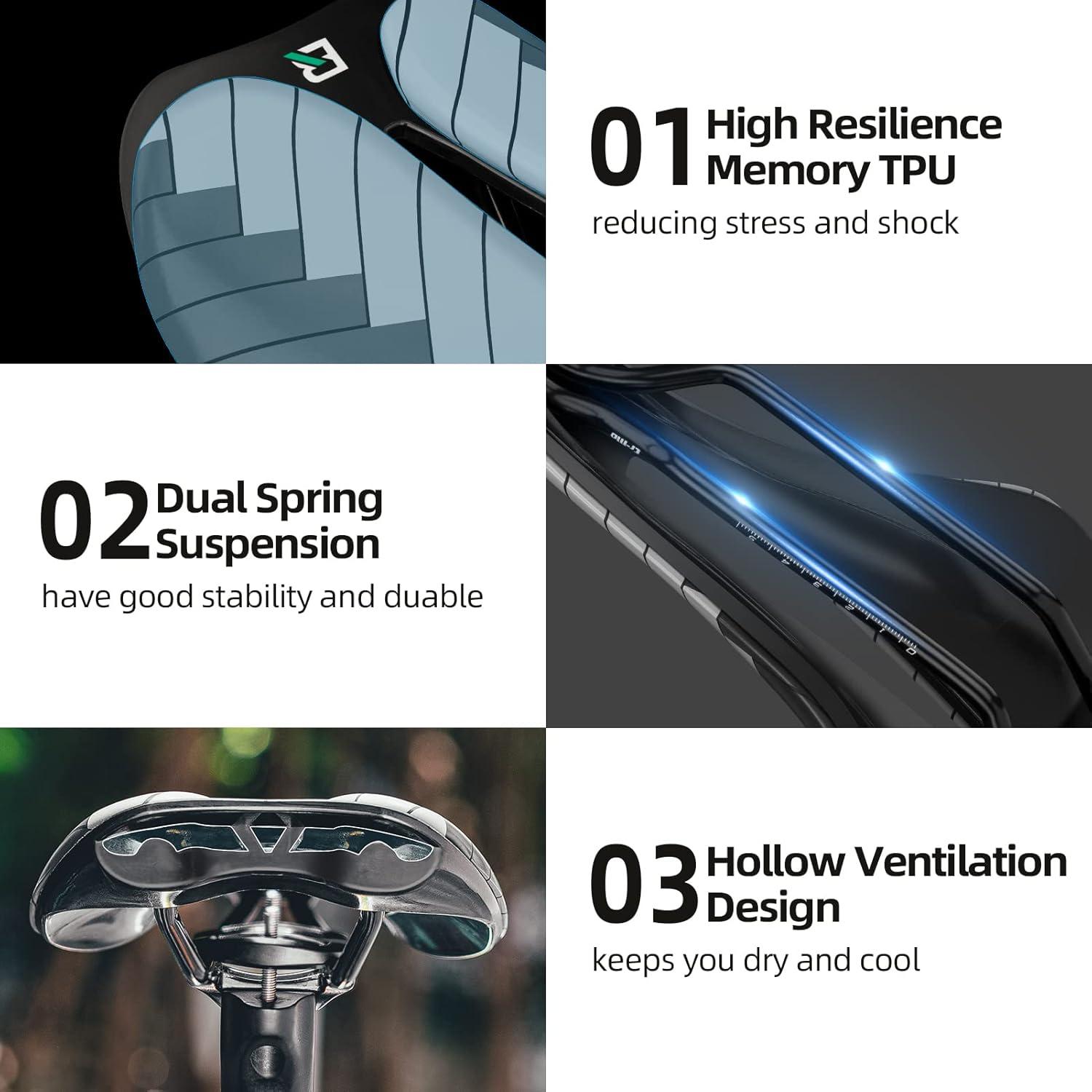 imageROCKBROS Mountain Bike Saddle MTB Saddle Bicycle Saddle Comfortable Memory TPU Cushion for Road MTB ebike Riding Specialized