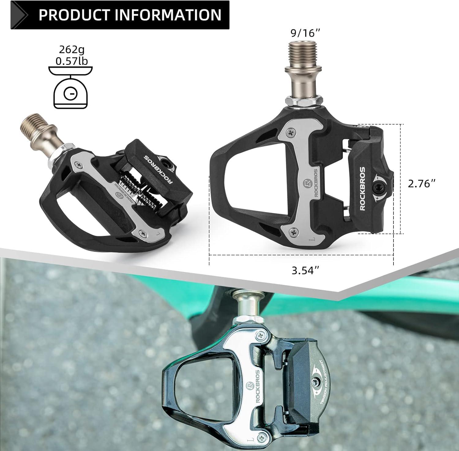 imageROCKBROS Road Bike Pedals Lightweight Clipless Bicycle Pedals with Cleats Set Compatible with SPDSL SystemBlacknylon body