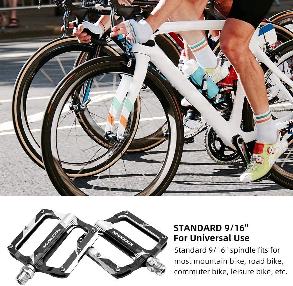 imageRock BROS Mountain Bike Pedals Flat Bicycle MTB Pedals 916 Lightweight Road Bike Pedals Carbon Fiber Sealed Bearing Alloy Flat Pedals 1 PairBlack