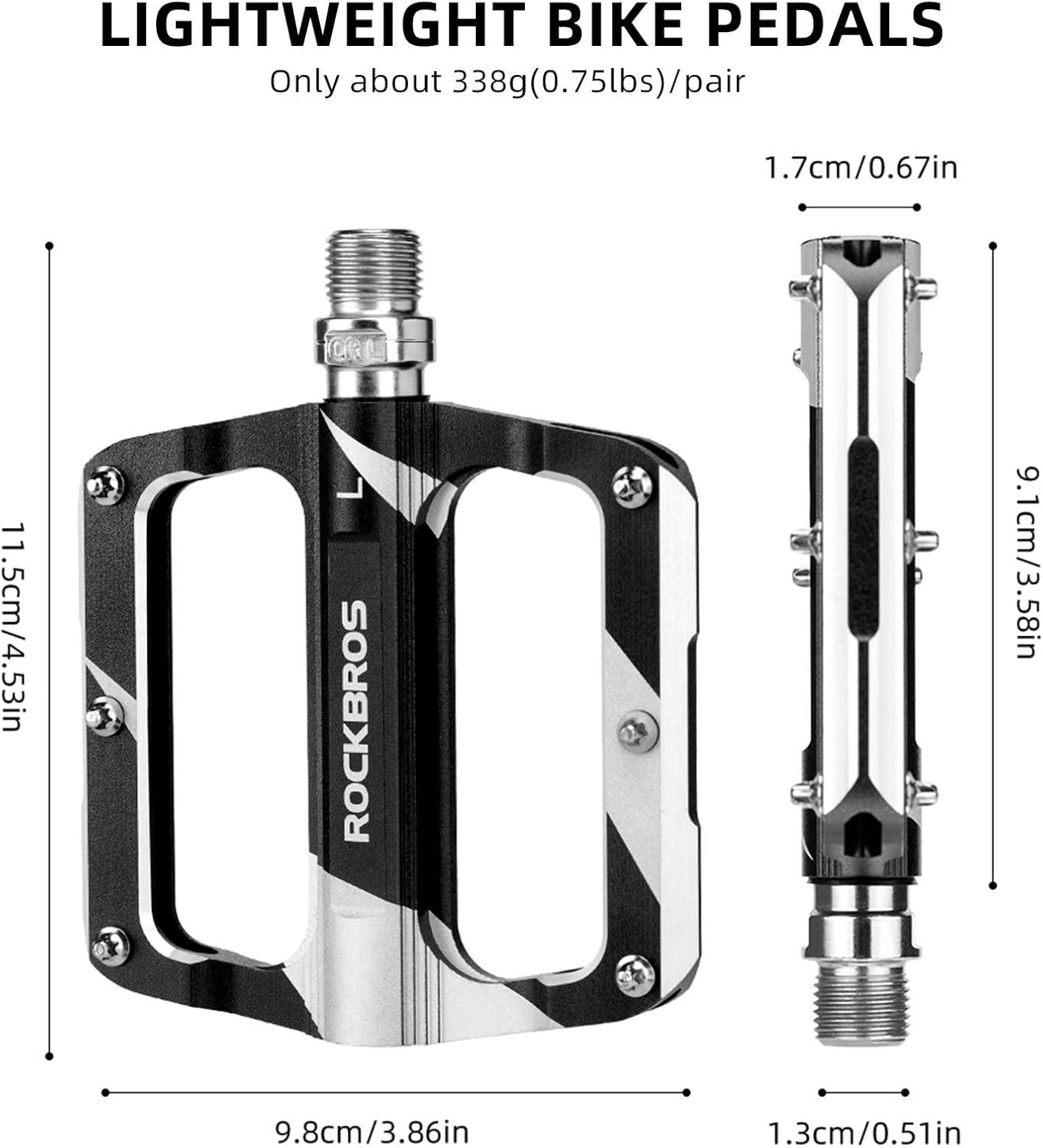 imageRock BROS Mountain Bike Pedals Flat Bicycle MTB Pedals 916 Lightweight Road Bike Pedals Carbon Fiber Sealed Bearing Alloy Flat Pedals 1 PairBlack