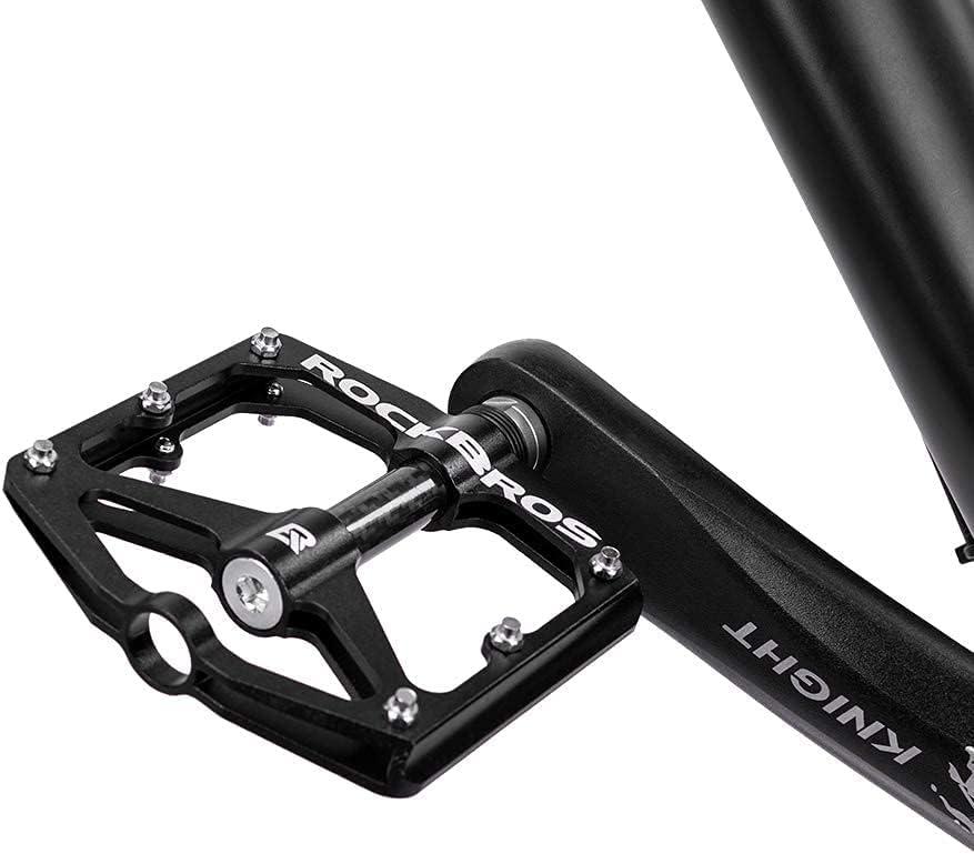 imageRock BROS Mountain Bike Pedals Flat Bicycle Pedals 916 Lightweight Road Bike Pedals Carbon Fiber Sealed Bearing Flat Pedals for MTBBlack
