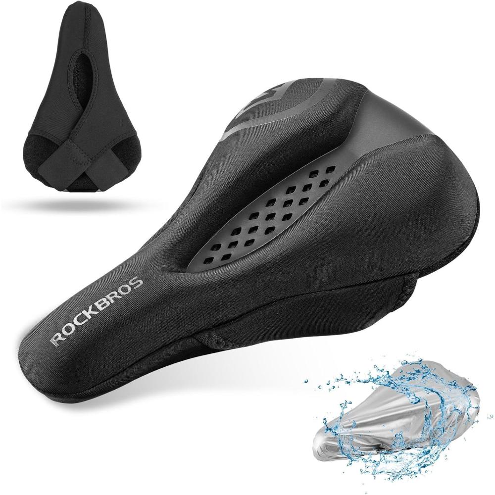 imageROCKBROS Bike Seat Cover Bike Seat Cushion for Men Women Comfortable Gel Padded Bicycle Seat Cushion Compatible with Peloton Outdoor amp Indoor