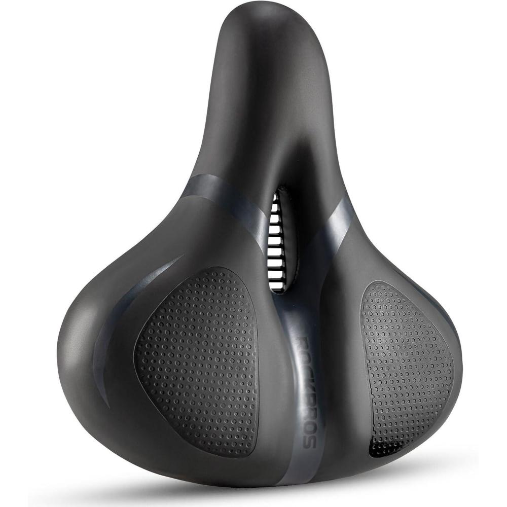imageROCKBROS Bike Seat Cushion for Men Women with Dual Shock Absorbing Ball Memory Foam Ergonomic Bike Saddle Handle for Easy Transport Soft Wide Waterproof Exercise Bicycle Seat for Peloton Road BikeBlack 2
