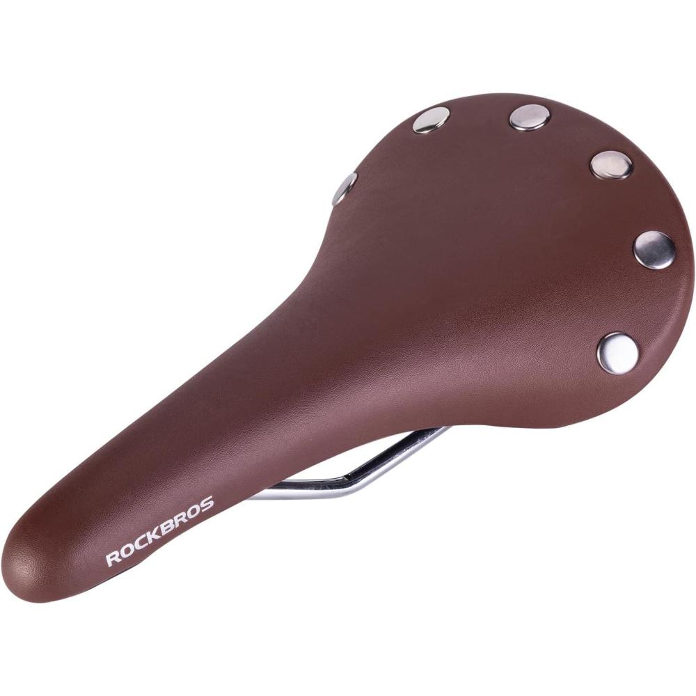 imageROCKBROS Bike Seat Vintage Bicycle Seat Waterproof Bike Saddle Comfortable Bike Seat for Men amp Women Classic Lite Bike Seat Replacement Suitable for City CyclingA2 Brown