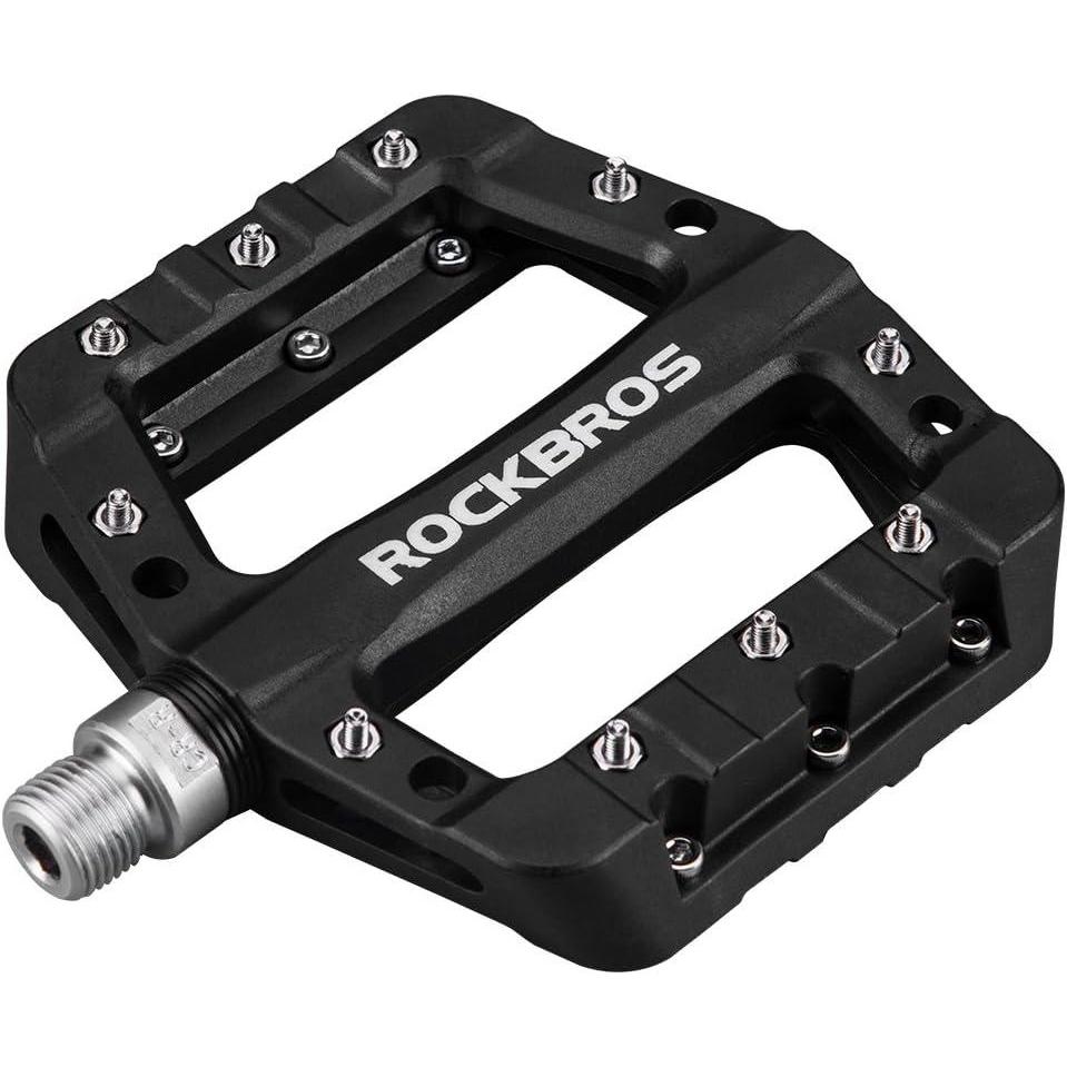 imageROCKBROS MTB Pedals Mountain Bike Pedals Lightweight Nylon Fiber Bicycle Platform Pedals for BMX MTB 916Black