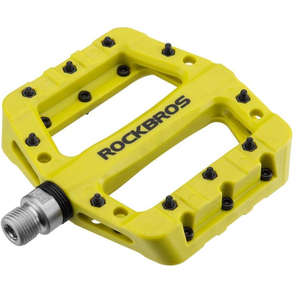imageROCKBROS MTB Pedals Mountain Bike Pedals Lightweight Nylon Fiber Bicycle Platform Pedals for BMX MTB 916Green